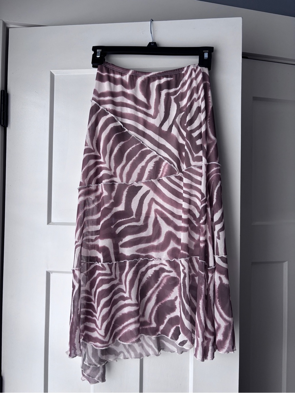 See You Monday Mauve Zebra Tiered Midi Skirt